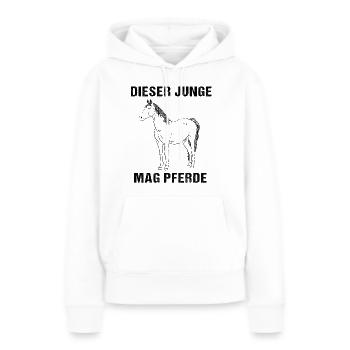 Ce garçon a un penchant pour les chevaux - Sweat à capuche Premium bio Femme - blanc - Devant - Julia (174cm)
