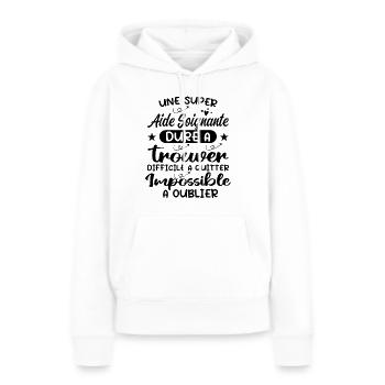 Aide Soignante Aides Soignants - Sweat à capuche Premium bio Femme - blanc - Devant - Julia (174cm)
