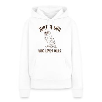 Fille Hibou Amant De manière flagrante - Sweat à capuche Premium bio Femme - blanc - Devant - Julia (174cm)