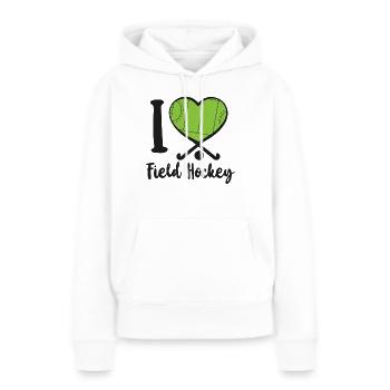 Field Hockey Heart I Love Field - Frauen Premium Bio Hoodie - Weiß - Vorne - Julia (174cm)