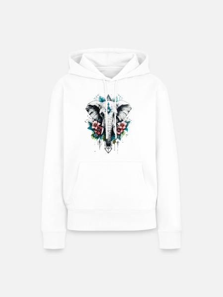 Elefant geometrisch - Frauen Premium Bio Hoodie - Weiß