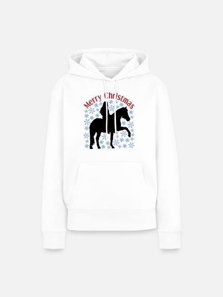Weihnachtliches Mädchen-Pferd-Schnee Motiv - Frauen Premium Bio Hoodie - Weiß