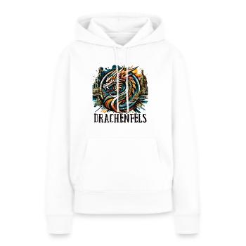 Drache Drachenkopf Logo Ruine Drachenfels - Frauen Premium Bio Hoodie - Weiß - Vorne - Julia (174cm)
