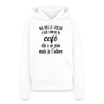 Belle-sœur Grain Café - Sweat à capuche Premium bio Femme - blanc - Devant - Julia (174cm)