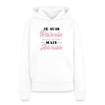 Mürrisches, aber liebenswertes personalisiertes Humorgeschenk - Frauen Premium Bio Hoodie - Weiß - Vorne - Julia (174cm)