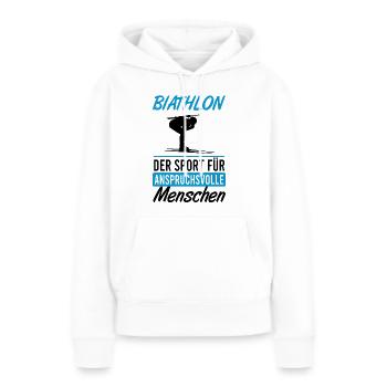 Biathlon – Défi et précision - Sweat à capuche Premium bio Femme - blanc - Devant - Julia (174cm)