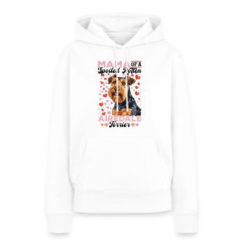 Maman chienne d’un terrier Airedale pourri gâté - Sweat à capuche Premium bio Femme - blanc - Devant - Julia (174cm)