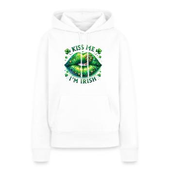 Kiss Me I’m Irish - Fête de la Saint-Patrick - Sweat à capuche Premium bio Femme - blanc - Devant - Julia (174cm)