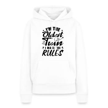 I'm The Oldest Twin Funny Twin Tees - Sweat à capuche Premium bio Femme - blanc - Devant - Julia (174cm)