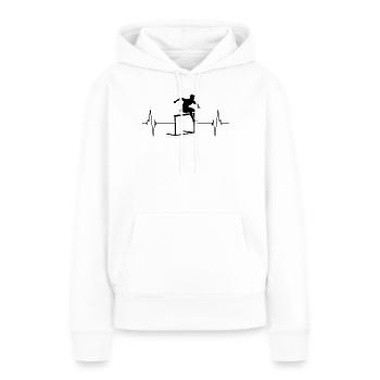Pulsierender Lauf Herzschlag Sportgeschenk - Frauen Premium Bio Hoodie - Weiß - Vorne - Julia (174cm)