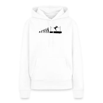 Evolution Athlète de saut en hauteur Évolutif - Sweat à capuche Premium bio Femme - blanc - Devant - Julia (174cm)