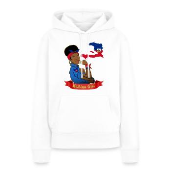 Haïti Fille Forte Courageuse Femme Haïtienne Fière - Sweat à capuche Premium bio Femme - blanc - Devant - Julia (174cm)
