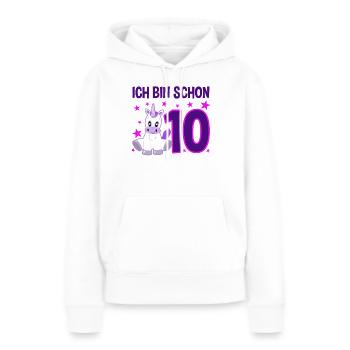 Einhorn Glanz 10 Jahre Jubel - Frauen Premium Bio Hoodie - Weiß - Vorne - Julia (174cm)