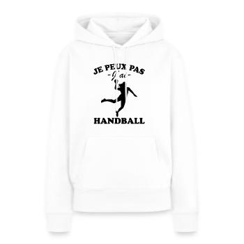 Je peux pas j'ai Handball - Sweat à capuche Premium bio Femme - blanc - Devant - Julia (174cm)