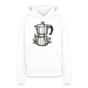 Torréfaction de café, expresso, mocka - Sweat à capuche Premium bio Femme - blanc - Devant - Julia (174cm)