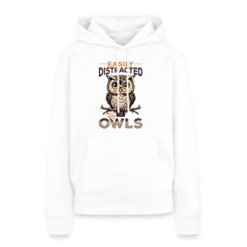 Drôle de hibou oiseau nocturne animal facilement distrait - Sweat à capuche Premium bio Femme - blanc - Devant - Julia (174cm)