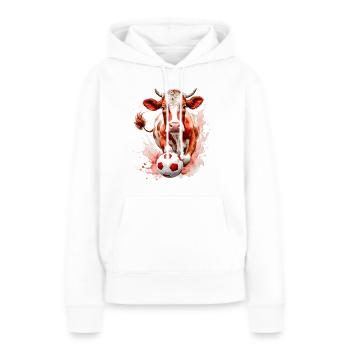 Kuh Fußball Bunt Schweiz Tier Design Print - Frauen Premium Bio Hoodie - Weiß - Vorne - Julia (174cm)