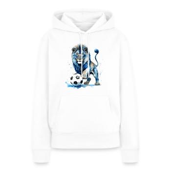 Löwe Fußball Bunt England Tier Design Print - Frauen Premium Bio Hoodie - Weiß - Vorne - Julia (174cm)