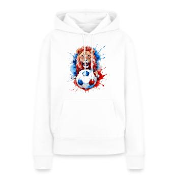 Löwe Fußball Bunt Slowenien Slovenia Design Print - Frauen Premium Bio Hoodie - Weiß - Vorne - Julia (174cm)