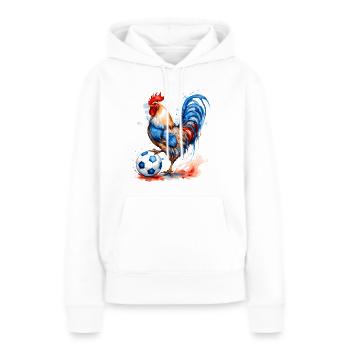 Hahn Fußball Bunt Frankreich Tier Design Print - Frauen Premium Bio Hoodie - Weiß - Vorne - Julia (174cm)