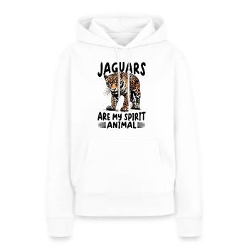 Drôle d’animal Jaguar Les jaguars sont mon animal spirituel - Sweat à capuche Premium bio Femme - blanc - Devant - Julia (174cm)