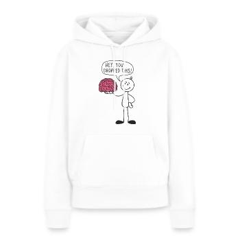 Strichmännchen mit Gehirn Lustiger Spruch - Frauen Premium Bio Hoodie - Weiß - Vorne - Julia (174cm)