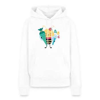 Abeille avec cône d’école inscription à l’école - Sweat à capuche Premium bio Femme - blanc - Devant - Julia (174cm)