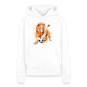 Löwe Fußball Bunt Holland Niederlande Design Print - Frauen Premium Bio Hoodie - Weiß - Vorne - Julia (174cm)