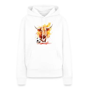 Stier Fußball Bunt Spanien Tier Design Print - Frauen Premium Bio Hoodie - Weiß - Vorne - Julia (174cm)