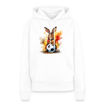 Rabbit Football Colorful Germany Animal Design Print - Women’s Premium Organic Hoodie - white - Front - Julia (174cm)