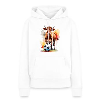 Kuh Fußball Bunt Deutschland Tier Design Print - Frauen Premium Bio Hoodie - Weiß - Vorne - Julia (174cm)