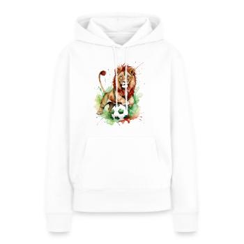 Löwe Fußball Bunt Portugal Tier Design Print - Frauen Premium Bio Hoodie - Weiß - Vorne - Julia (174cm)