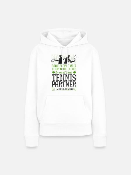 Funny Tennis Player Racket Husband - Frauen Premium Bio Hoodie - Weiß