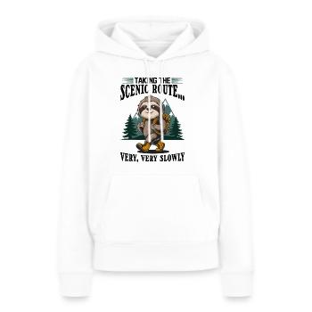 Paresseux Randonnée Montagne Prendre la route panoramique - Sweat à capuche Premium bio Femme - blanc - Devant - Julia (174cm)