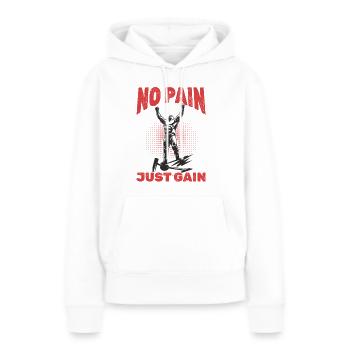 Lutteur Pas de douleur, juste du gain ! - Sweat à capuche Premium bio Femme - blanc - Devant - Julia (174cm)