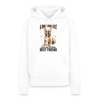 Bouledogue français Frechie Race de chien - Sweat à capuche Premium bio Femme - blanc - Devant - Julia (174cm)