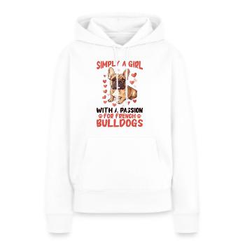 Bouledogue français Frechie Race de chien simplement une fille - Sweat à capuche Premium bio Femme - blanc - Devant - Julia (174cm)