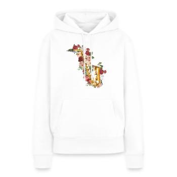 Saxophone Flower Rose Floral - Women’s Premium Organic Hoodie - white - Front - Julia (174cm)