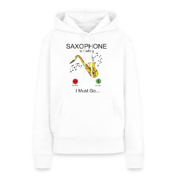 Saxophones Affichage de téléphone Saxophones - Sweat à capuche Premium bio Femme - blanc - Devant - Julia (174cm)