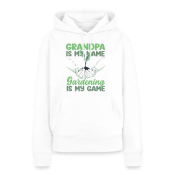Amoureux des plantes Jardinage Papi - Sweat à capuche Premium bio Femme - blanc - Devant - Julia (174cm)