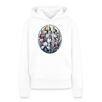 Iris - Sweat à capuche Premium bio Femme - blanc - Devant - Julia (174cm)