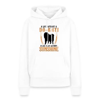La vie sans Do Khyi Dogue tibétain Mastiff tibétain - Sweat à capuche Premium bio Femme - blanc - Devant - Julia (174cm)