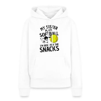 Drôle de softball disant frères et sœurs - Sweat à capuche Premium bio Femme - blanc - Devant - Julia (174cm)