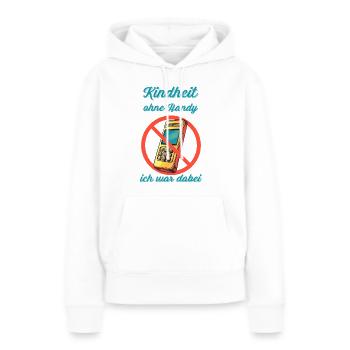 Kindheit ohne Handy, ich war dabei - Frauen Premium Bio Hoodie - Weiß - Vorne - Julia (174cm)