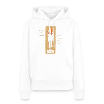 KLIMT vs POESIE: Nuda Veritas 1898 (f.Vollformat)  - Frauen Premium Bio Hoodie - Weiß - Vorne - Julia (174cm)
