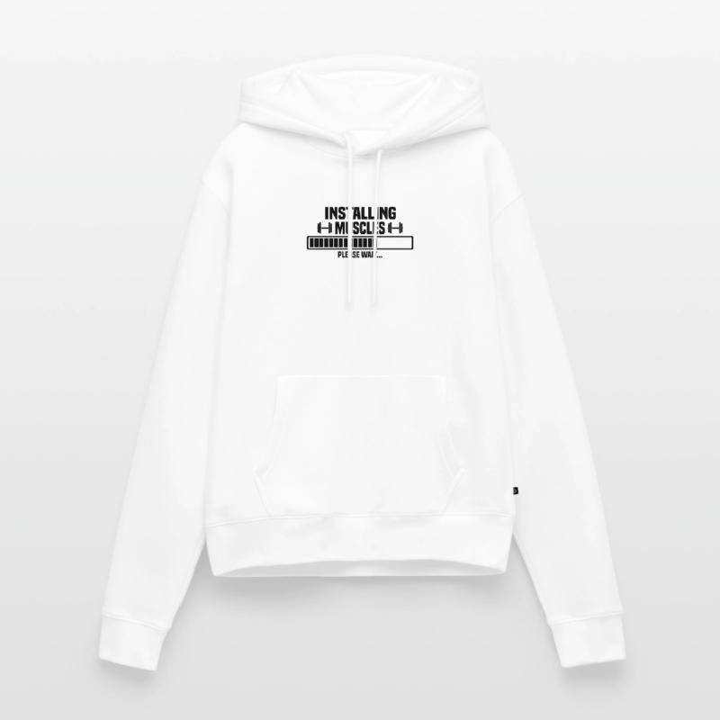 Installing muscles – please wait – bitte warten Frauen Premium Bio Hoodie