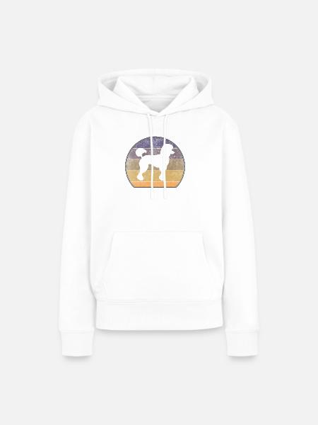 Retro Pudel Sonnenuntergang - Frauen Premium Bio Hoodie - Weiß