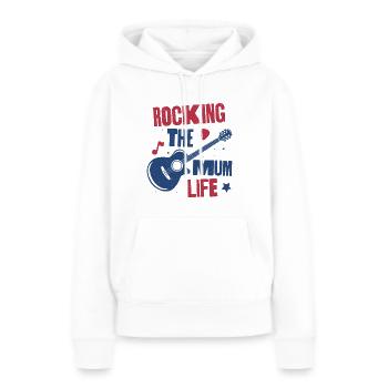 Das Mama-Leben rocken - Frauen Premium Bio Hoodie - Weiß - Vorne - Julia (174cm)