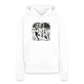 Magischer Moment zwischen Mensch und Hund - Frauen Premium Bio Hoodie - Weiß - Vorne - Julia (174cm)