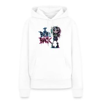 Rebellious with Bite - Women's Power Shirt - Women’s Premium Organic Hoodie - white - Front - Julia (174cm)